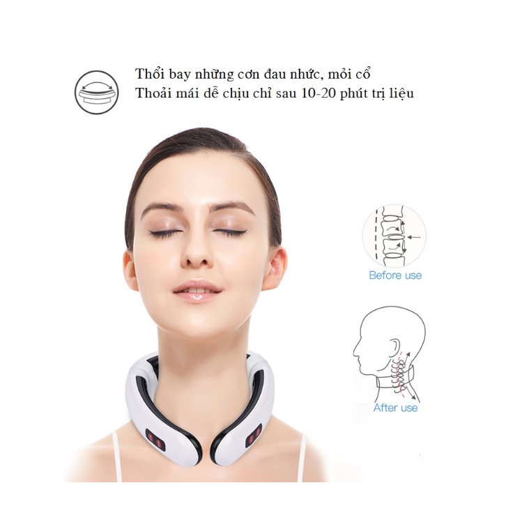 Máy Massage vai gáy trị liệu Sạc hoặc Pin - MÁY MASSAGE CỔ CẢM ỨNG XUNG ĐIỆN TỪ 3D THÔNG MINH