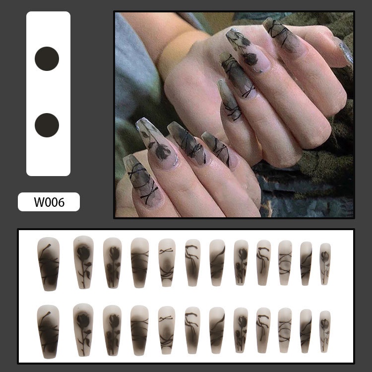Bộ 24 móng tay giả xinh xắn cho nữ (kèm keo, dùng nhiều lần, mã W001 - W022)