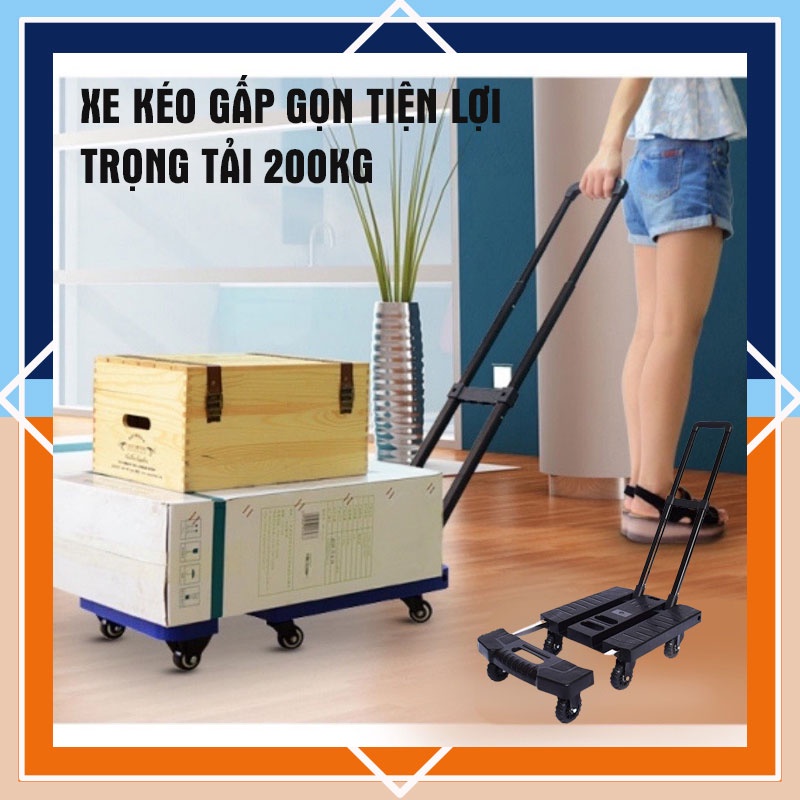 Xe kéo hàng xe đẩy hàng gấp gọn - tải trọng 200kg - Hàng chính hãng có ship HỎA TỐC tại Hà Nội