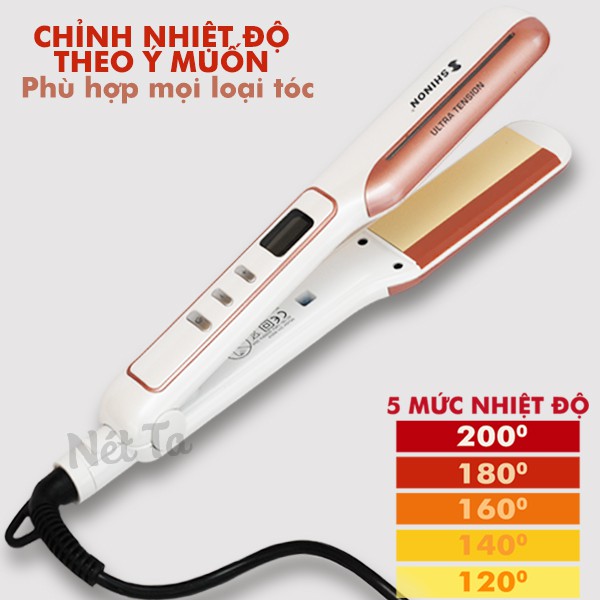 Máy duỗi tóc Shinon-8009 điều chỉnh 5 mức nhiệt độ có màn hình LED hiển thị phù hợp sử dụng cho mọi tình trạng tóc