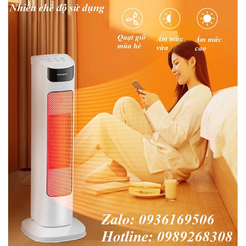 Quạt sưởi gốm Panda 2000W có điều khiển từ xa - Thương hiệu con gấu trúc - BH 1 năm