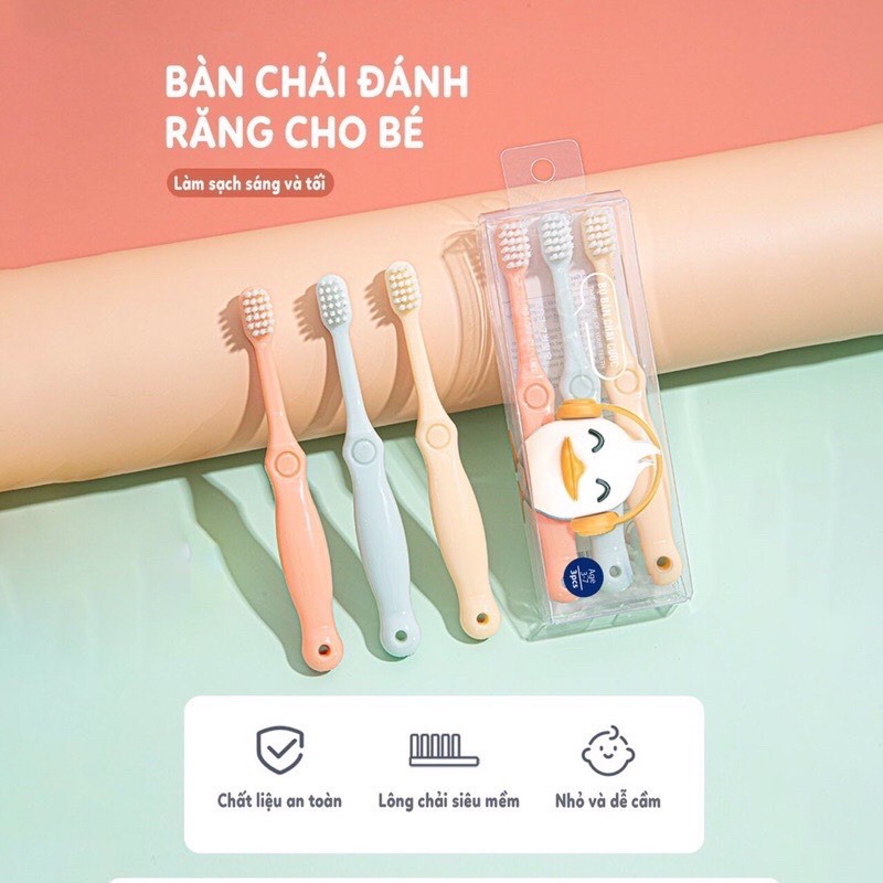 Hộp 3 bàn chải Kichi cho bé - bàn chải đánh răng cho bé