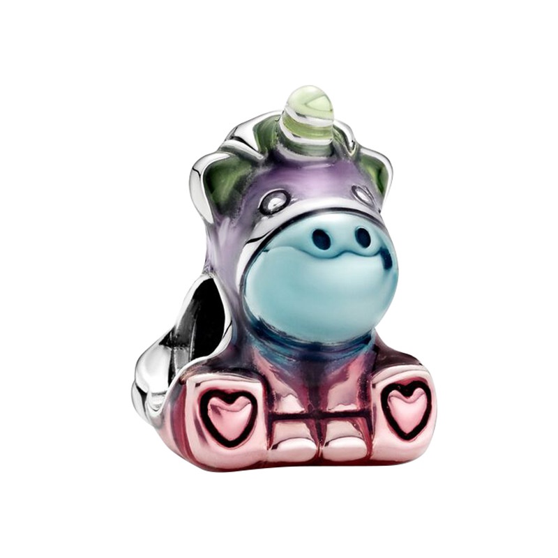 Hạt Charm Mạ Bạc 925 Hình Kỳ Lân Dùng Làm Trang Sức DIY