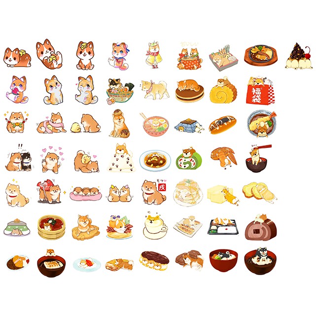 Set sticker shiba S50I31 Set Sticker chủ đề PVC trang trí xe mũ bảo hiểm laptop điện thoại Vali tủ nhựa