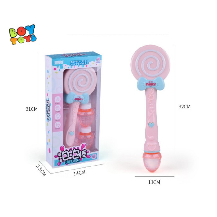 Đồ chơi thổi bong bóng hình cây kẹo mút màu hồng đáng yêu cho bé gái