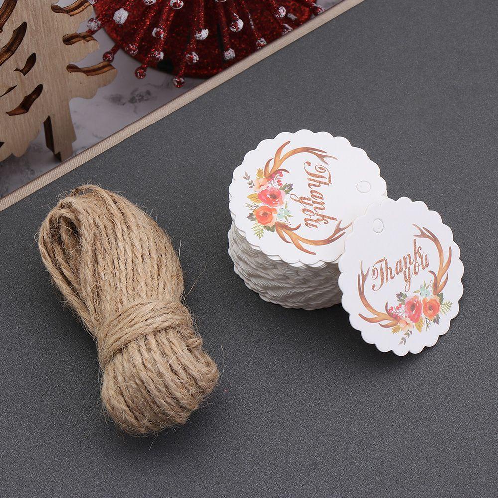 Bộ 50 Thẻ Giấy Họa Tiết Hoa Tự Trang Trí Hộp Quà Giáng Sinh