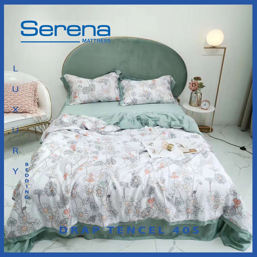 Bộ chăn ga gối Tencel 40s Serena Cao Cấp Phong Cách Hàn Quốc 5 món chăn ga gối chần bông – Hệ Thống Nệm