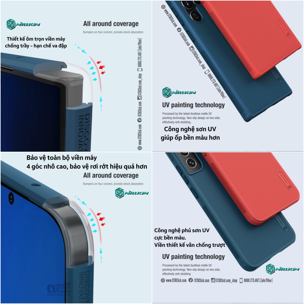 ỐP LƯNG SAMSUNG GALAXY S22 5G - S22 PLUS 5G - S22 ULTRA 5G NILLKIN NHỰA CỨNG VIỀN DẺO CHÍNH HÃNG