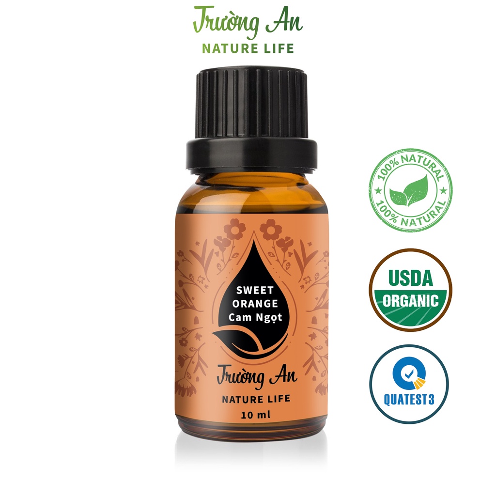 Tinh dầu Cam Ngọt Sweet Orange Trường An Essential Oil, xuất sứ thiên nhiên không pha tạp chất, có giấy kiểm định COA