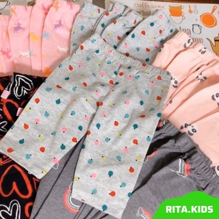 Quần legging lửng bé gái thun co giãn 4 chiều vải xuất dư dày đẹp cho bé từ 8-40kg