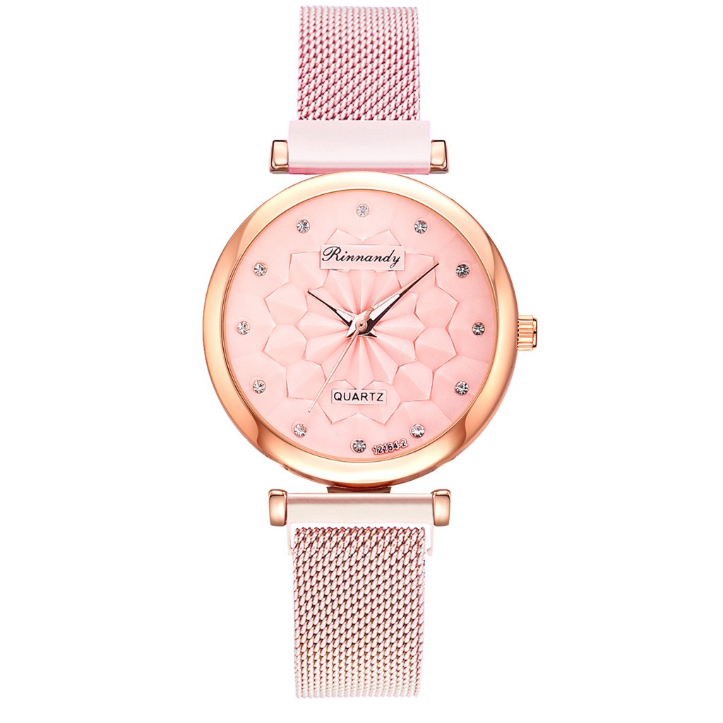 Đồng hồ đeo tay LVPAI dây thép lưới thiết kế mặt số hình hoa thời trang lạ mắt cho nữ