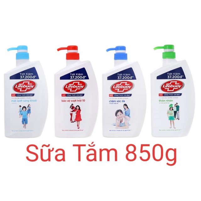 Sữa tắm Lifebuoy 850g ( có 4 mầu thiên nhiên, mát lạnh sảng khoái, chăm sóc da, bảo vệ vượt trội)