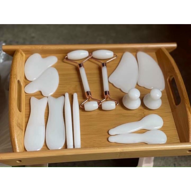 Bộ ngọc thật 14 món masager hàng chuẩn bóng trắng đẹp l1