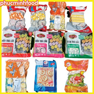 [10 Loại] Viên thả lẩu, bánh bao nhân trứng cá sọc surimi, nhím biển hàng Việt Nam (Phumark, Lacusina) gói 500g