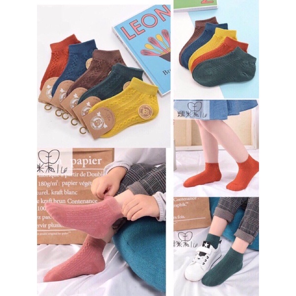 Sét 5 đôi tất gân cổ ngắn cho bé 1 đến 12 tuổi
