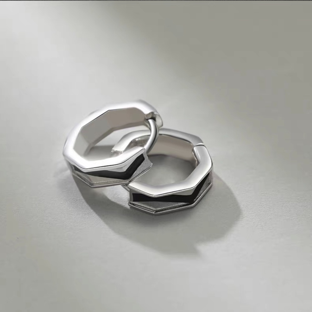 Bông tai, Khuyên tai nam nữ dáng tròn thiết kế hình đai ốc phong cách mạnh mẽ, Cá tính, Unisex, ES812, 1 chiếc