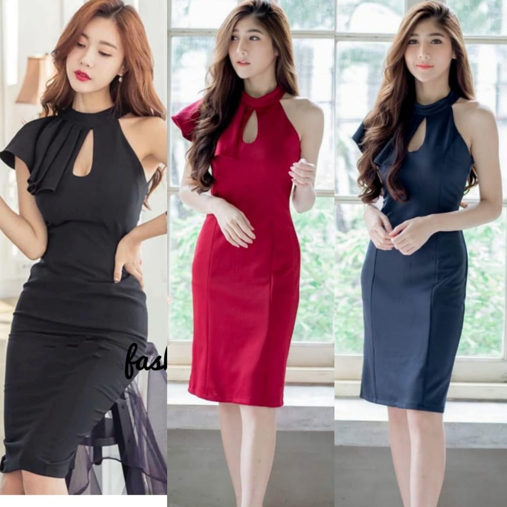 Đầm ôm dáng màu trơn kiểu dáng sang trọng dành cho nữ