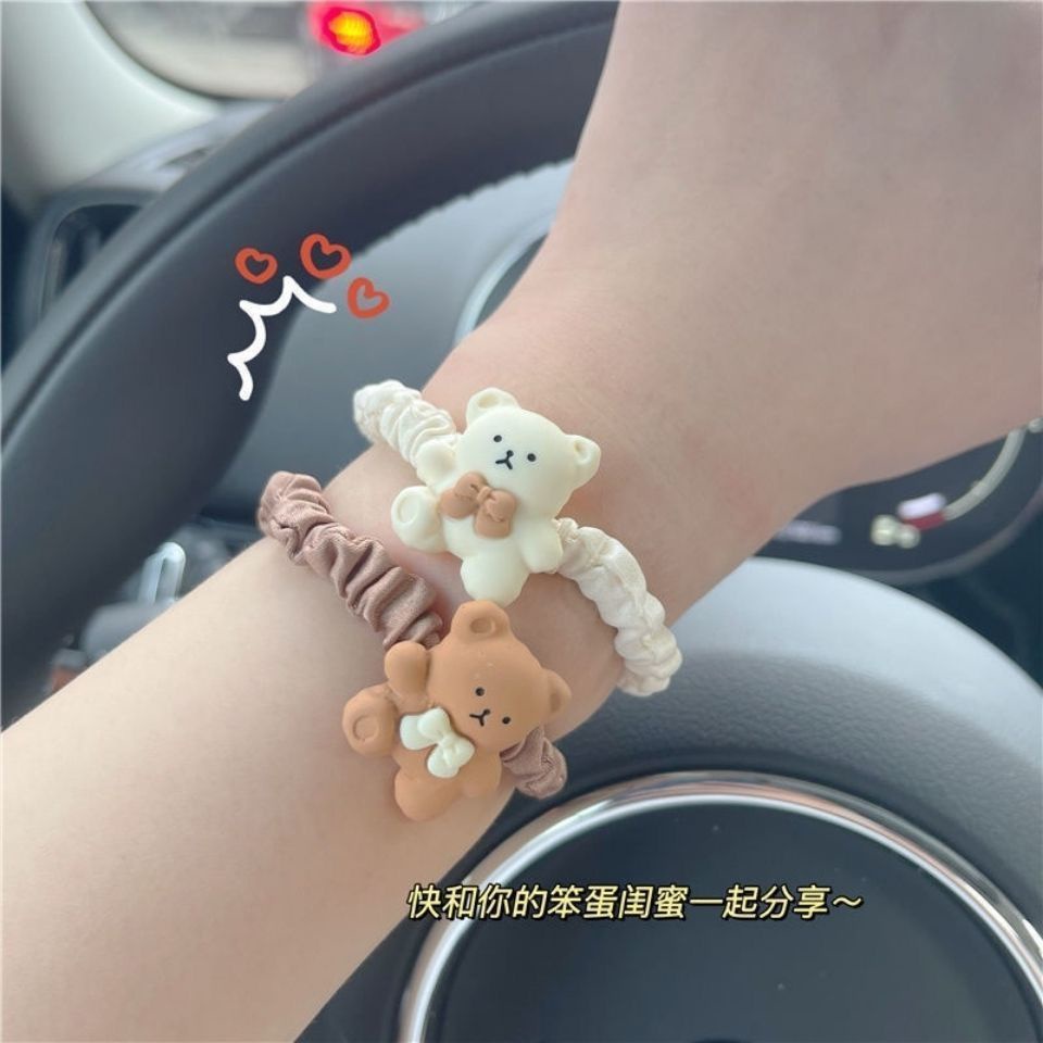 Dây Buộc Tóc Cao Su Thắt Nơ In Hình Trà Sữa Hoạt Hình Dễ Thương Cho Bé Gái