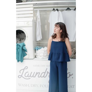 [O] VIBES Đồ bộ 2 dây quần Cullotes Navy Doll Long Set