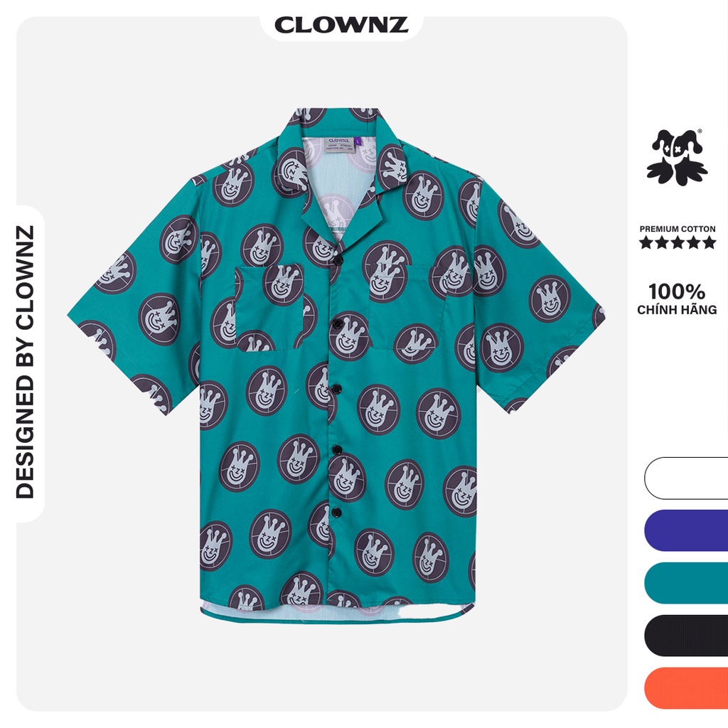 Áo sơ mi local brand Clownz Headshot Short tay lỡ unisex, form rộng nhiều màu  (xanh dương/xanh lá/vàng) | BigBuy360 - bigbuy360.vn