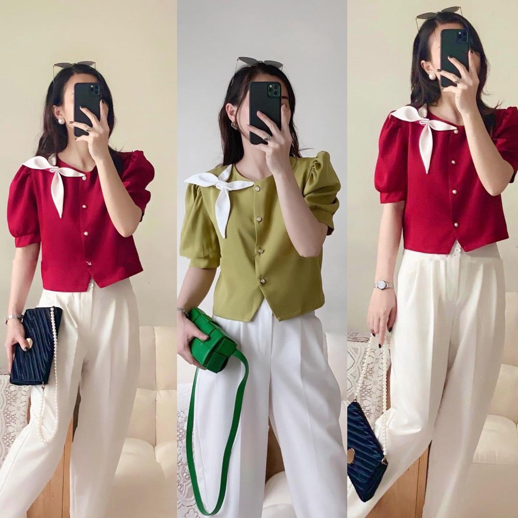 Áo croptop đính hoa lệch