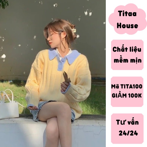 Áo Len Cardigan, Áo Sweater Tiểu Thư Kiểu Bigsize Dáng Rộng Chất Liệu Cao Cấp Style Ullzang TITAA HOUSE