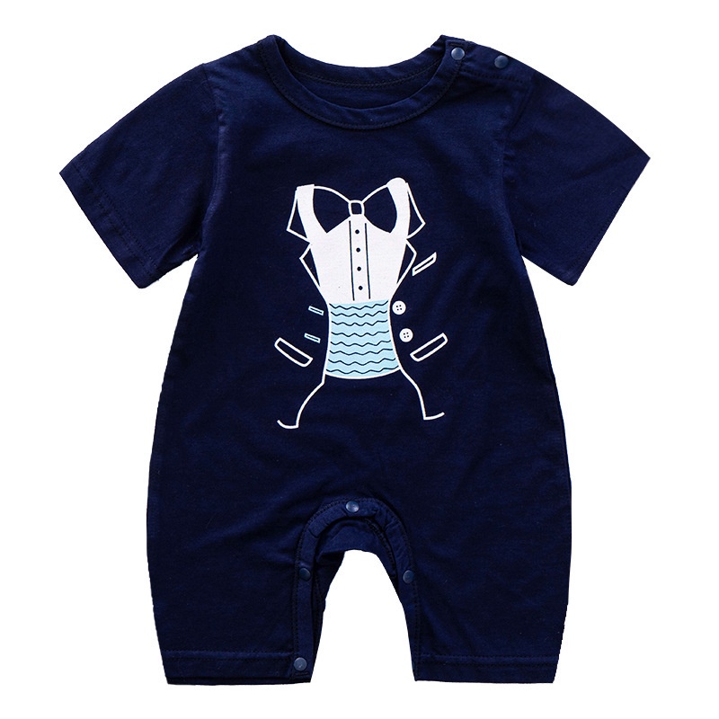 Bộ Áo Liền Quần Vải Cotton Mỏng Tay Ngắn In Hoạt Hình Kiểu Hàn Quốc Thời Trang Mùa Hè Cho Bé
