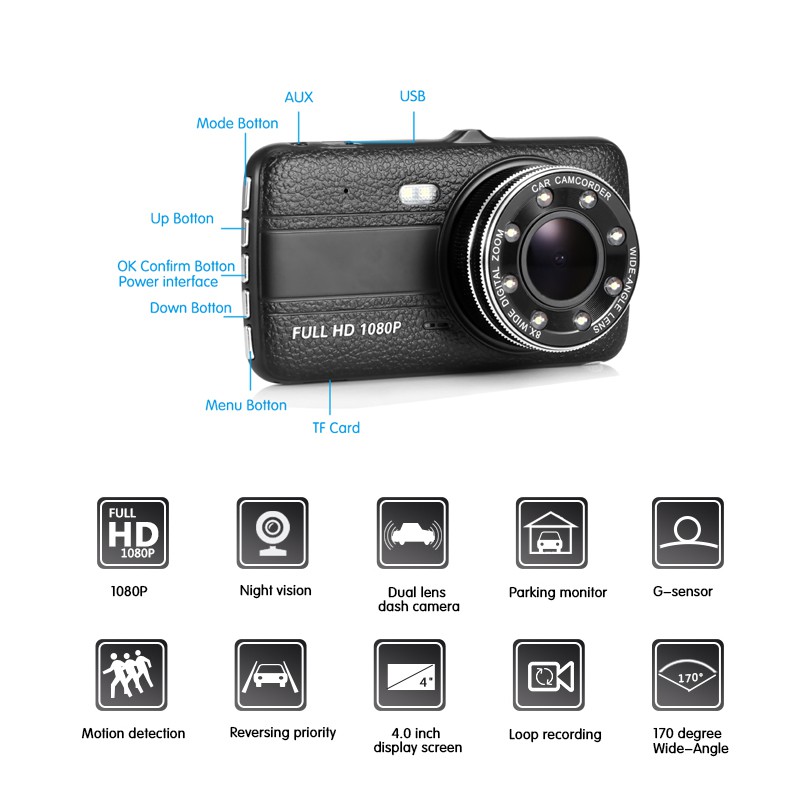 Máy Quay Hành Trình Ban Đêm 8 Led 3.6 "4.0" Hd1080p | BigBuy360 - bigbuy360.vn