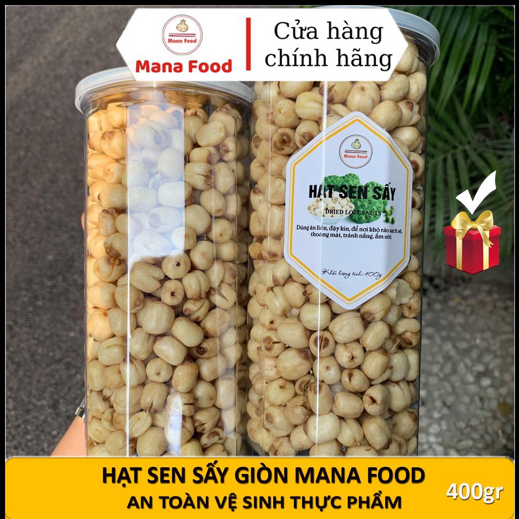 Hạt Sen Sấy Khô Giòn Ăn Liền Không Đường Loại Ngon Mana Food Hủ Pet 400gr - Ăn Vặt ManaFood Chuẩn ATVSTP Chất Lượng