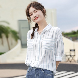 Bán lẻ giá sỉ. Áo sơ mi nữ công sở kiểu cổ V tay lửng 2 túi S10