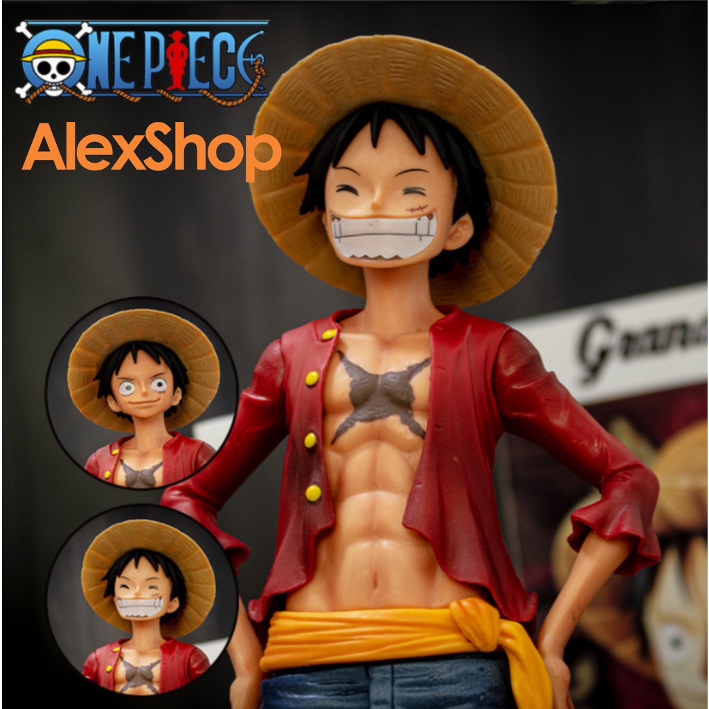 [25cm] Mô Hình Luffy Có Thể Thay 3 Mặt Nhân Vật Làm Bằng Tay OnePiece