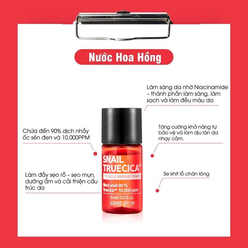 MINI SIZE - Nước Hoa Hồng  Phục Hồi Da Some By Mi SNAIL Truecica Miracle Repair Toner 6ml