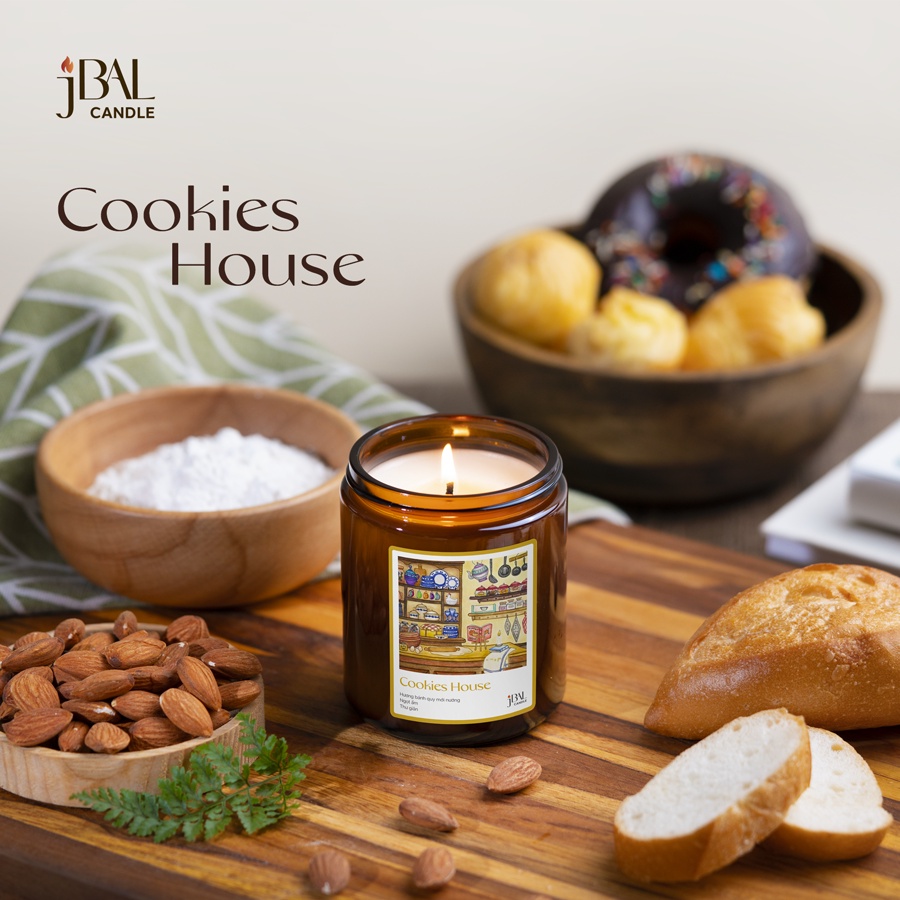 Cookies House - Nến thơm Hương Bánh nướng, Gừng, Quế, Vani - Ngọt Ấm