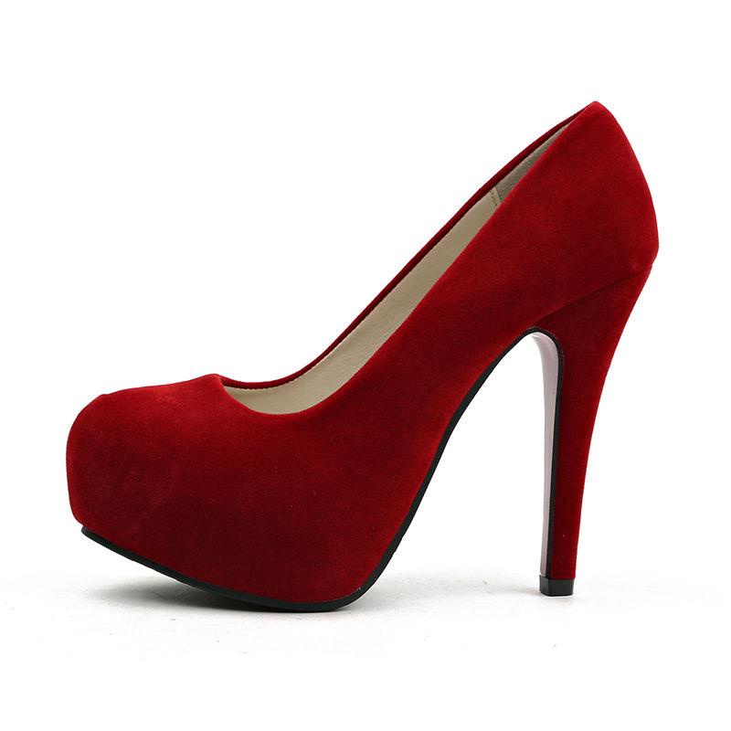 Giày Cao Gót 12Cm Da Lộn Mũi Tròn Chống Thấm Nước Thời Trang Xuân Hè 2020 Mới Cho Nữ