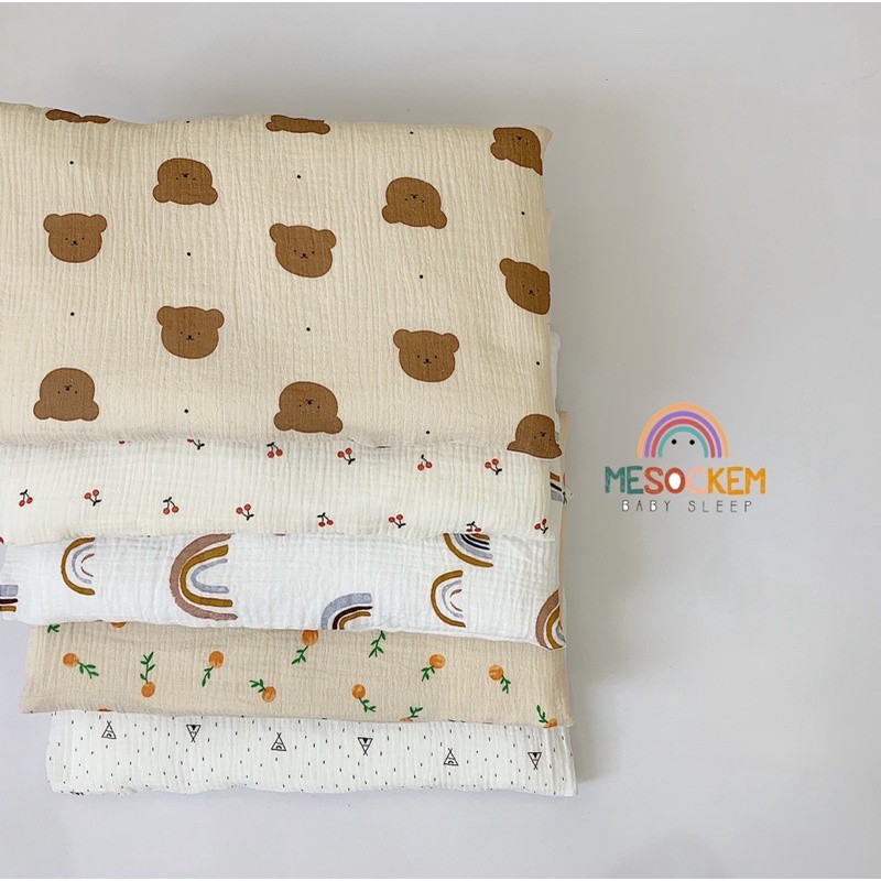 Gối xô muslin (Cao cấp) siêu mềm chống méo đầu chất liệu hữu cơ an toàn cho bé ruột lông vũ nhân tạo mềm mịn