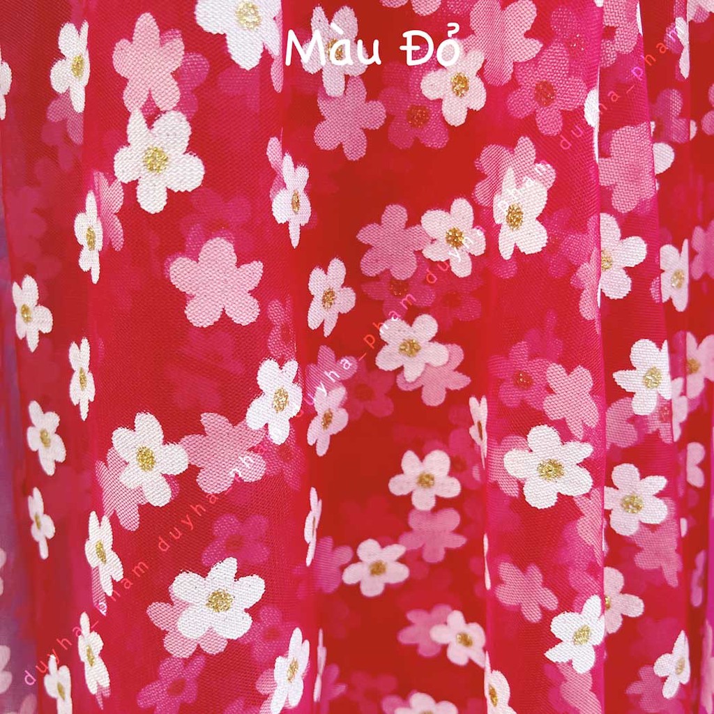VẢI LƯỚI HOA MAI NHUỴ KIM TUYẾN XIN XẮN