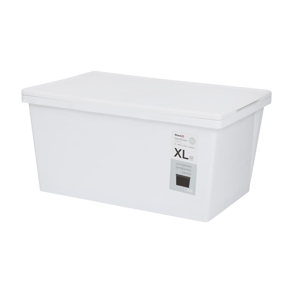 HomeBase STACKO Hộp đựng đồ kèm nắp có khóa bằng nhựa Thái Lan MONO 6694 43L 39.2X58.2X28.8cm màu trắng