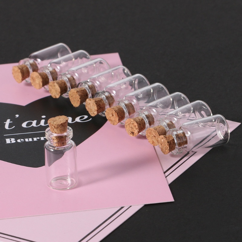 Set 10 Lọ Điều Ước Thủy Tinh Mini Có Nút Bần 0.5/1/2/20mL Kèm Nút Bần Tiện Dụng