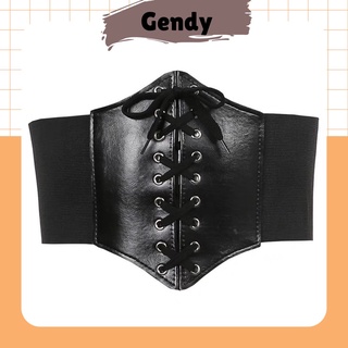 Đai corset nịt bụng bằng da có dây đan chéo bản to