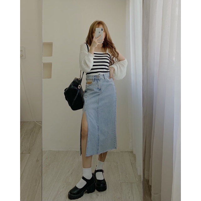 Set áo cardigan kèm áo 2 dây kẻ sọc 725