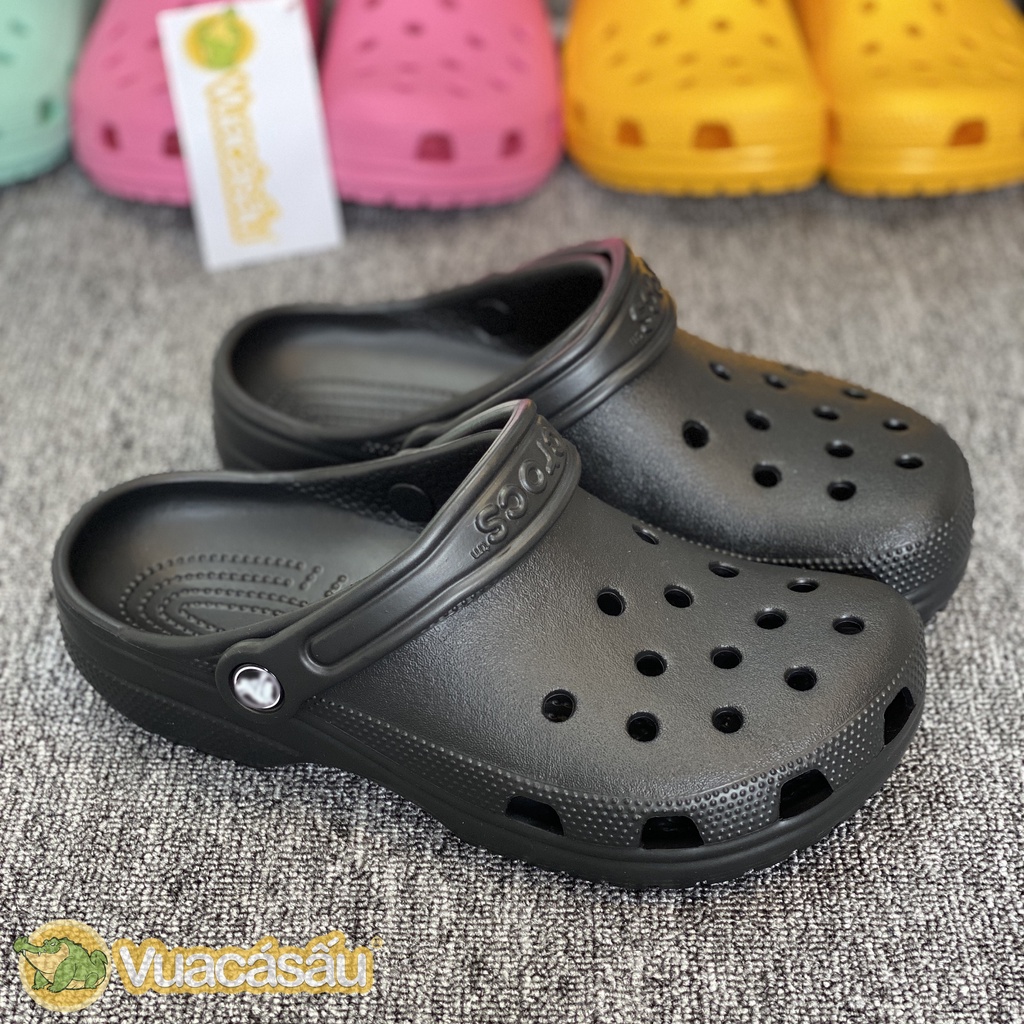 Dép CROCS CLASSIC CLOG Nam Nữ màu Đen, Siêu Mềm Nhẹ và Êm Ái, chống trơn trượt, đi mưa - Vua Cá Sấu