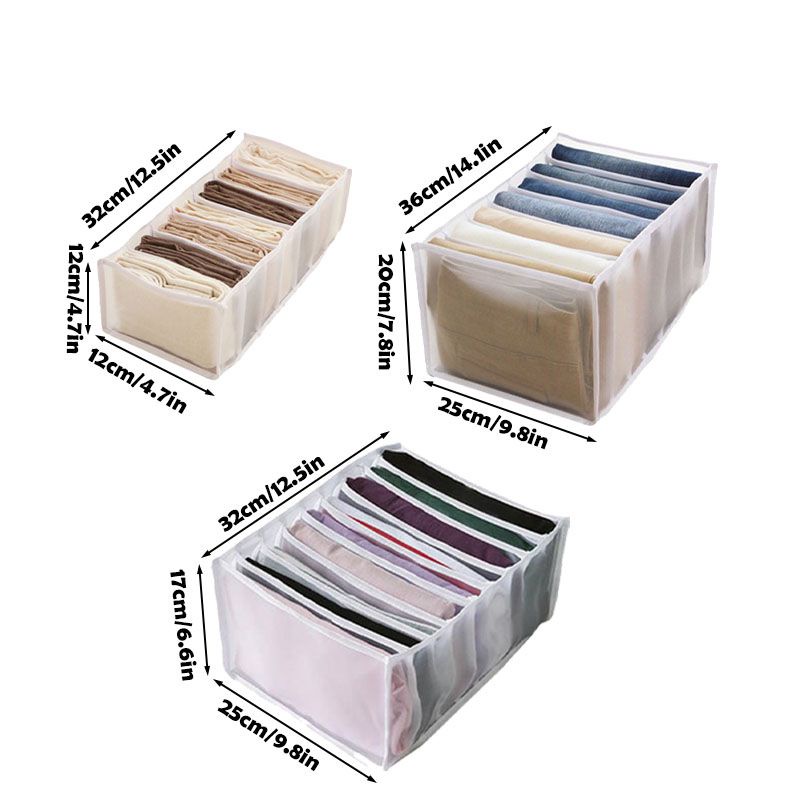 6/7 Grids Clothes Jeans Pants Storage Bag Drawer Mesh Divider Organizer Boxes