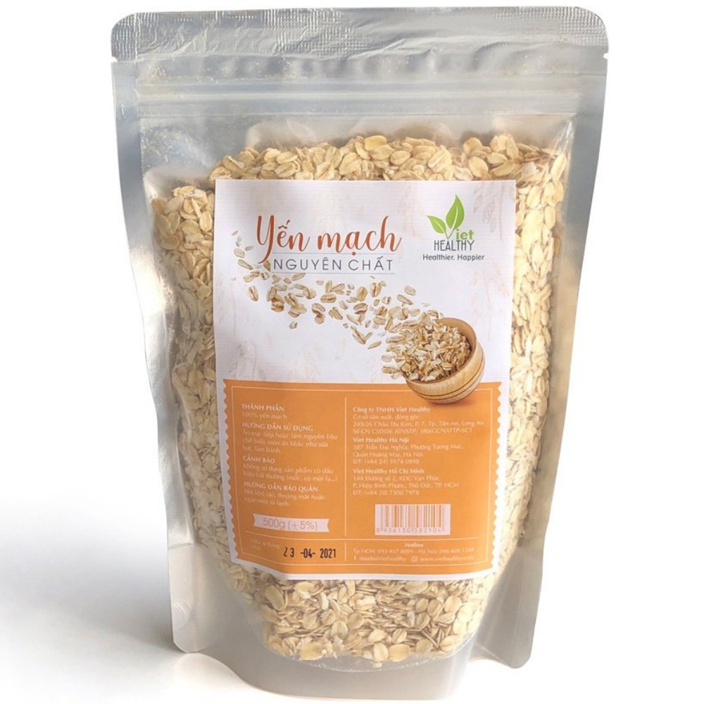 Viet Healthy - Yến mạch nguyên chất giàu dinh dưỡng (túi zip bạc 500gr)