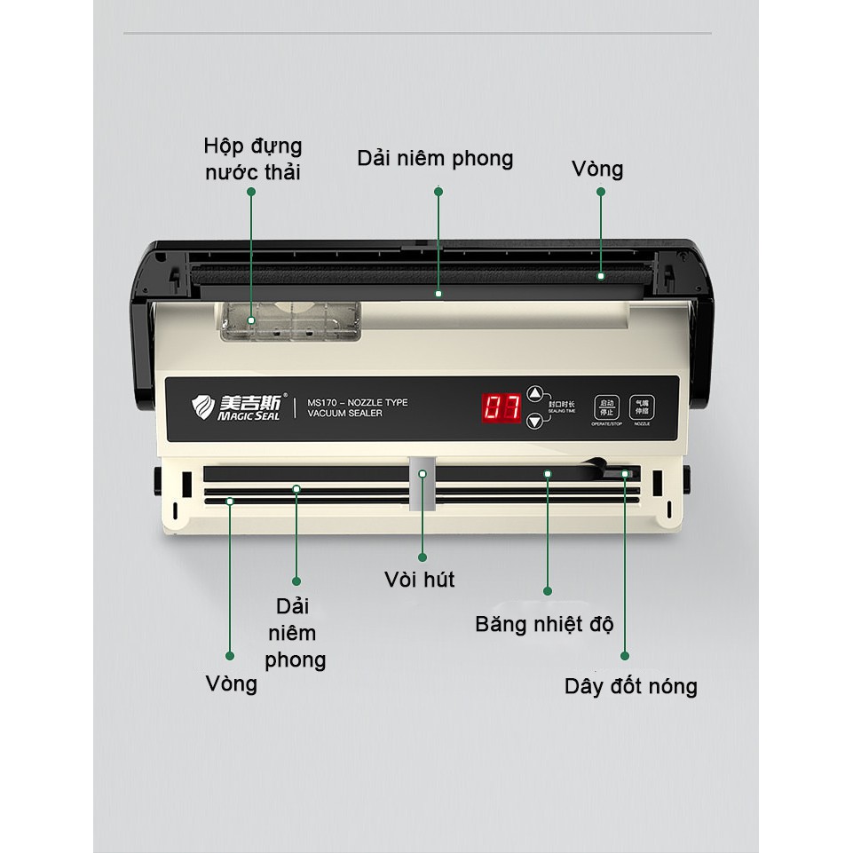 RE0616-Máy hút chân không không kén túi Magic MS170-máy hút chân không công nghiệp- máy hút thực phẩm khô và ướt - MS170