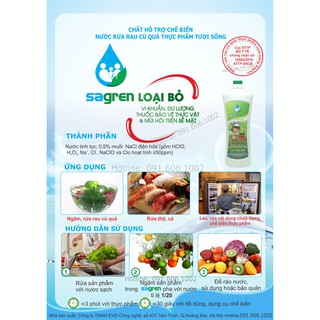 Combo 4 chai nước rửa rau củ quả Sagren