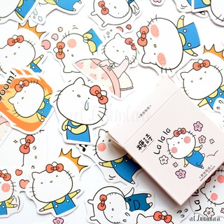 Sticker / Hộp hình dán siêu dễ thương cô nàng Hello Kitty và chú mèo tinh nghịch trong chiếc tô