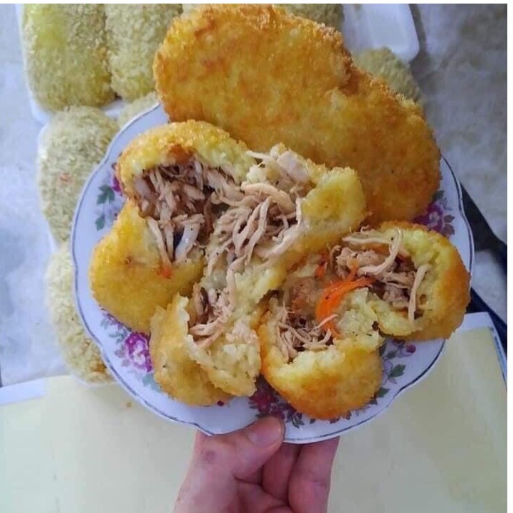 SỈ 5 KHAY Xôi gà nấm - Gà bó xôi mini chiên phồng (hộp 10 bánh)