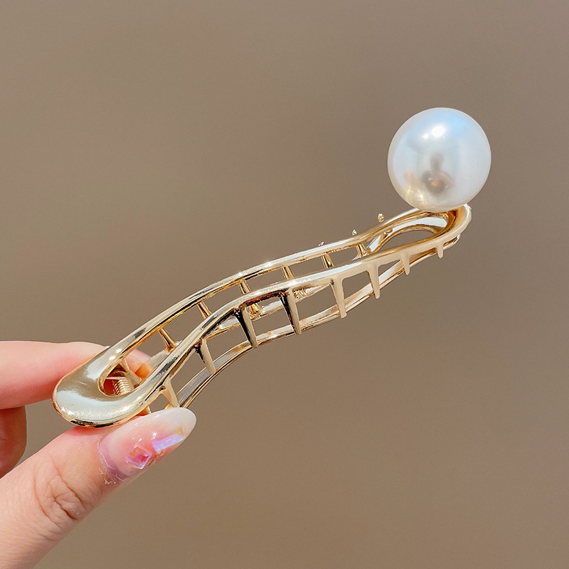 Kẹp Tóc Kim Loại Đính Hạt Ngọc Trai Phong Cách Hàn Quốc