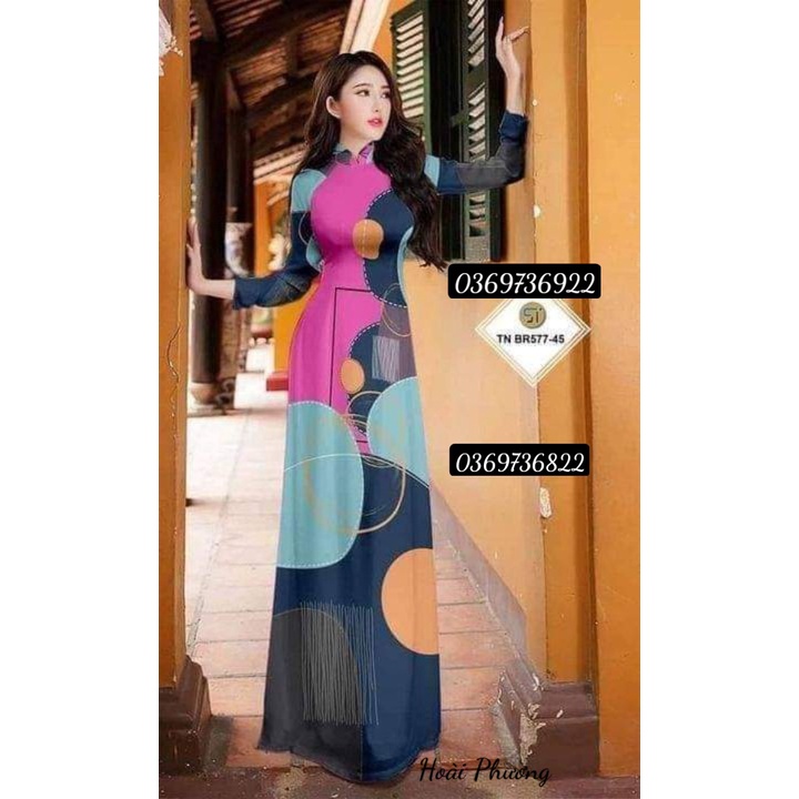 Áo dài in 3D vải lụa nhật, họa tiết sắc nét -Xưởng may áo dài