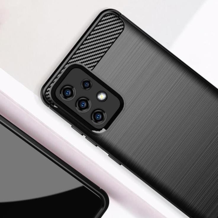 Ốp lưng dẻo Samsung Galaxy A52 / A52s 5G  vân sợi cacbon chống sốc, chống vân tay Rugger Amor
